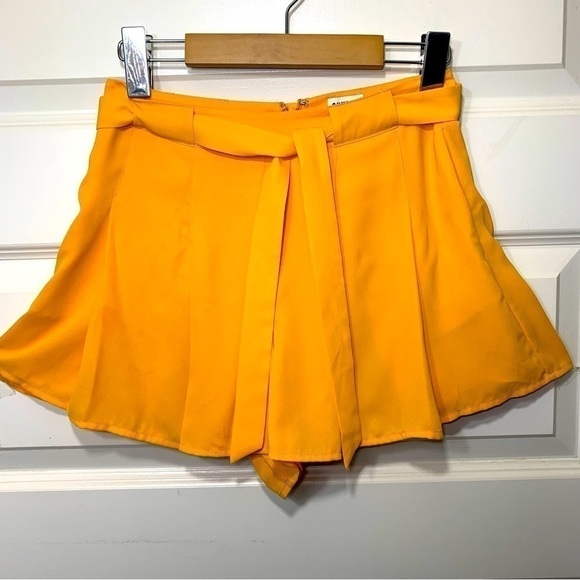 Aritzia Sunday Best Orange Tailored Pleaded Shorts Tie Waist Side Pockets Sz 2 - Picture 11 of 11